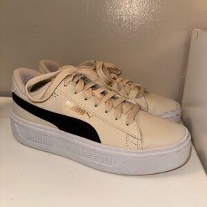 Puma Women's Cream and Black Sneakers